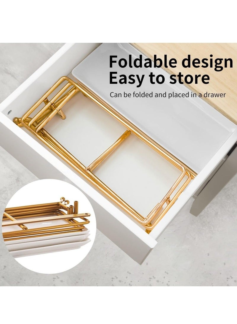 WALALLA 3 Tier Metal Serving Tray Set Platters, Home Display Rack, Reusable Serving Tray, Kitchen Food  Fruit Display Dessert, Freestanding Home Storage Rack for Party with Collapsible Sturdier Stand - Image 3